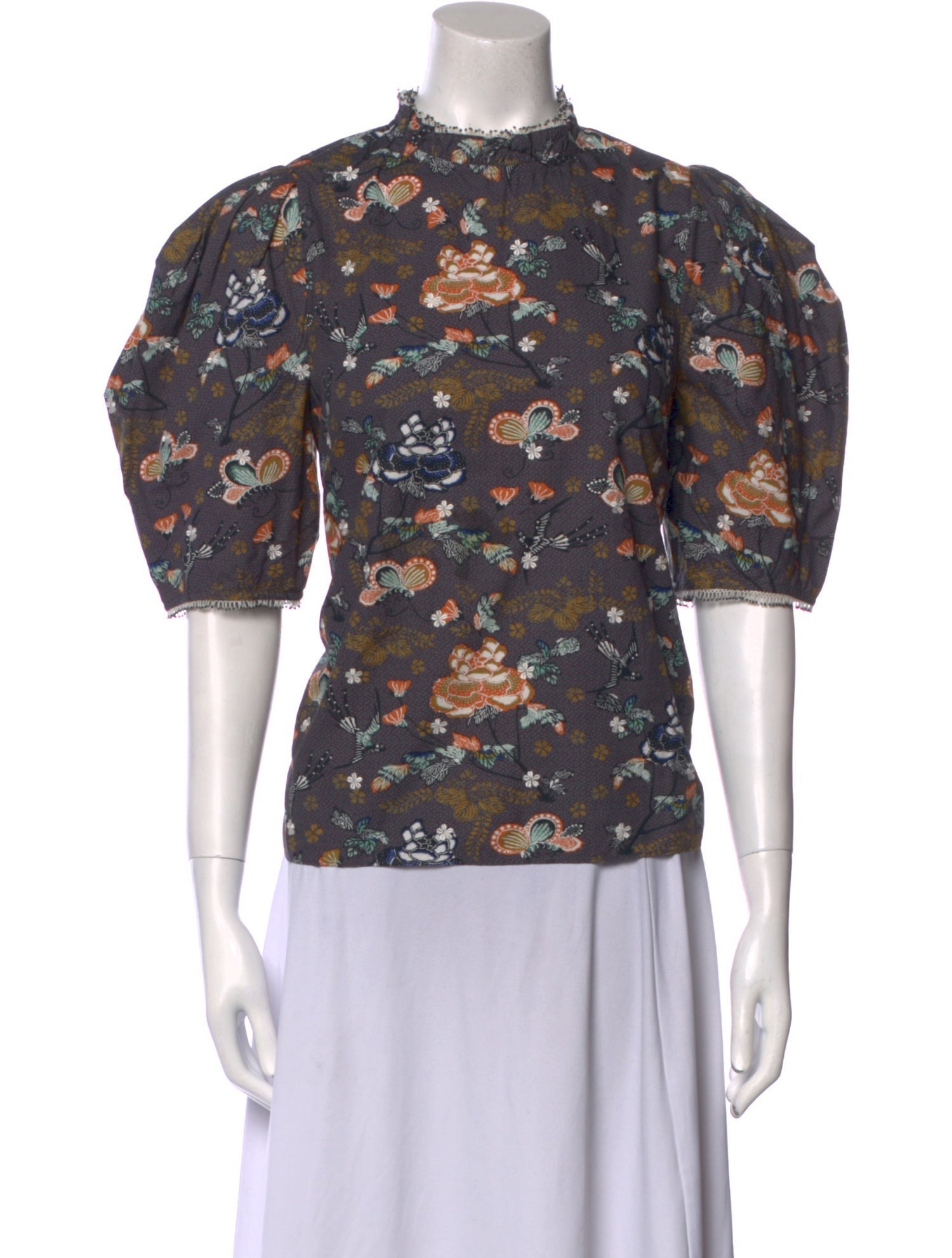 Ulla Johnson Floral Print Mock Neck Blouse